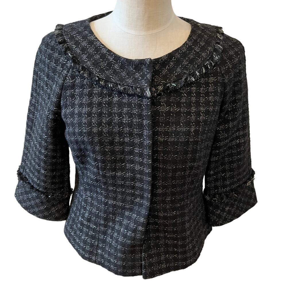 Ann Taylor Tweed Feminine Jacket Black 6